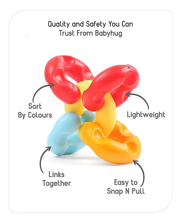 Babyhug Premium 12 pcs Chain Links Interlocking, Educational and Construction Colorful Toy| Improves Creativity And Helps Develop Hand Eye Coordination| Pre-School Toy| BIS Certified| 18 Months+
