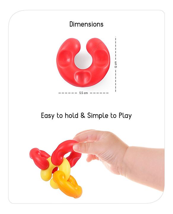 Babyhug Premium 12 pcs Chain Links Interlocking, Educational and Construction Colorful Toy| Improves Creativity And Helps Develop Hand Eye Coordination| Pre-School Toy| BIS Certified| 18 Months+