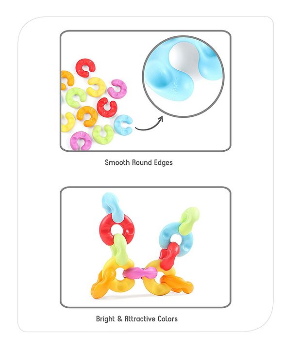Babyhug Premium 12 pcs Chain Links Interlocking, Educational and Construction Colorful Toy| Improves Creativity And Helps Develop Hand Eye Coordination| Pre-School Toy| BIS Certified| 18 Months+