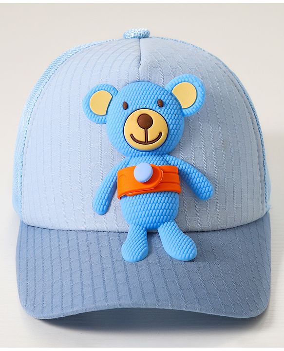 Babyhug Baseball Cap With Bear Applique - Blue