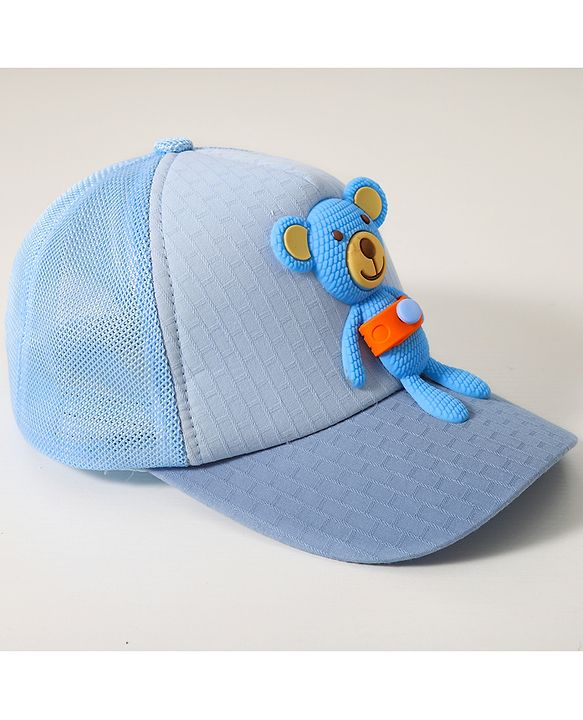 Babyhug Baseball Cap With Bear Applique - Blue