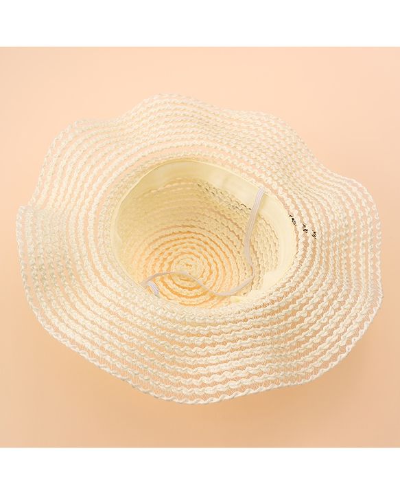 Babyhug Straw Hat With Flower Applique - Offwhite