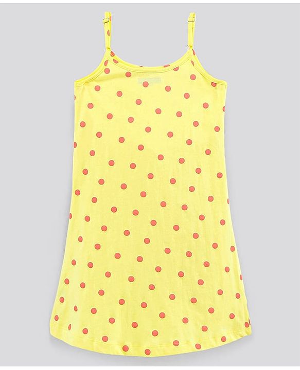 Pine Kids Singlet Sleeves Biowashed Dress Polka Print - Yellow
