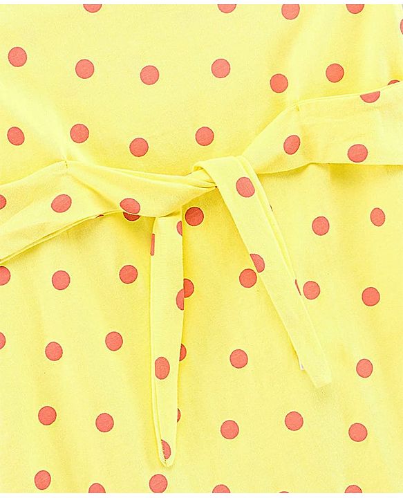Pine Kids Singlet Sleeves Biowashed Dress Polka Print - Yellow