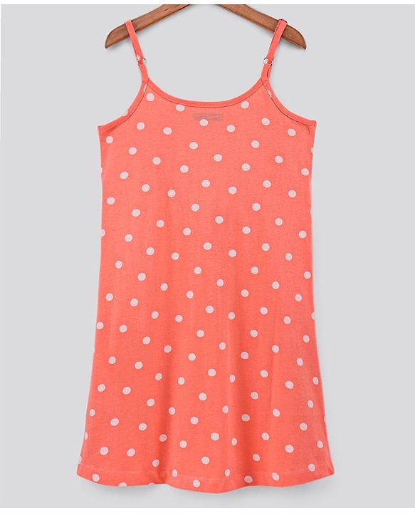 Pine Kids Sleeveless Bio Wash Frock Polka Dot Print - Peach