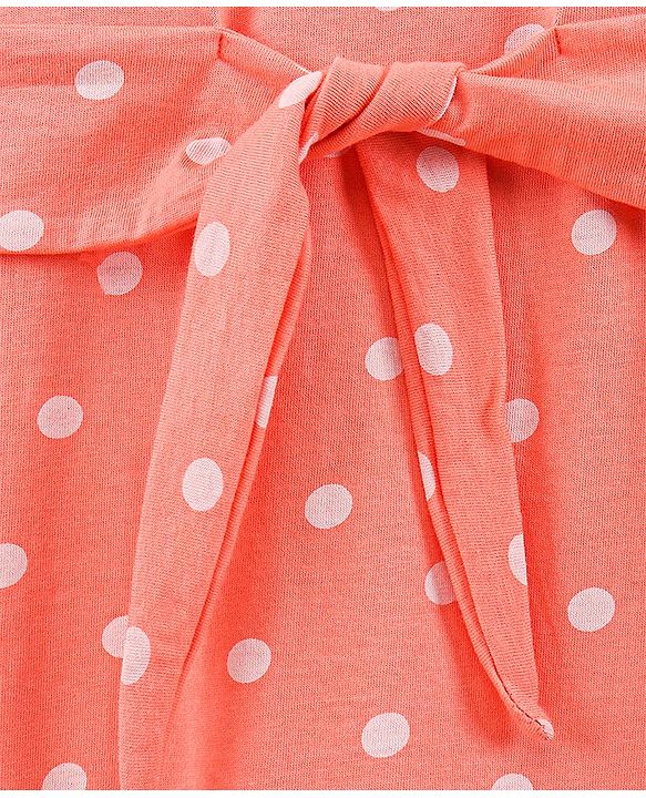 Pine Kids Sleeveless Bio Wash Frock Polka Dot Print - Peach