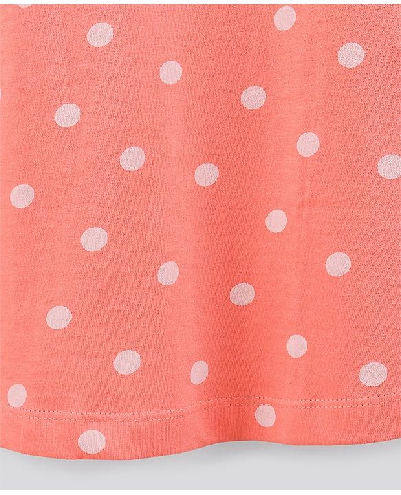 Pine Kids Sleeveless Bio Wash Frock Polka Dot Print - Peach