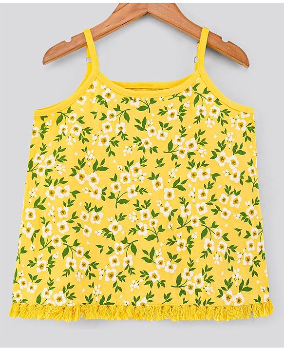 Pine Kids Biowash Sleeveless Tee Floral Print - Aspen Gold