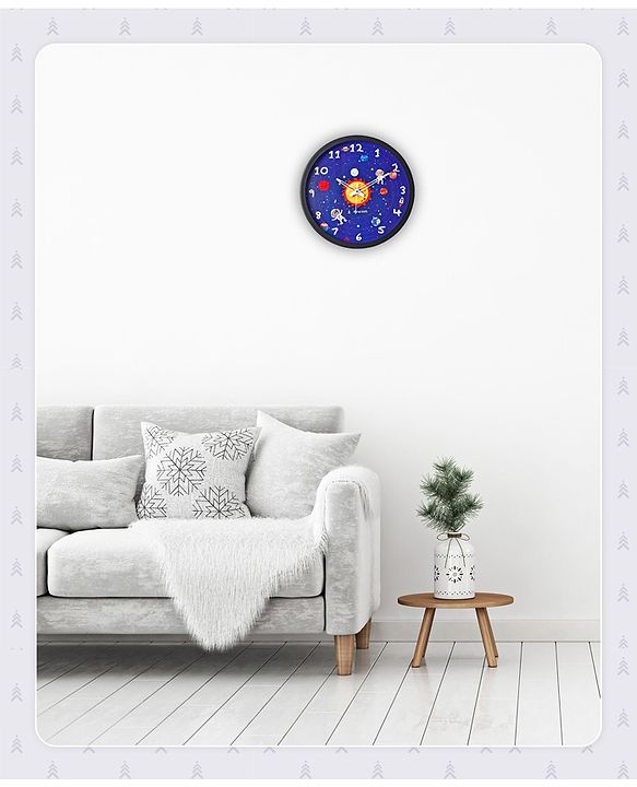 Pine Kids Solar Wall Clock - Blue & Black