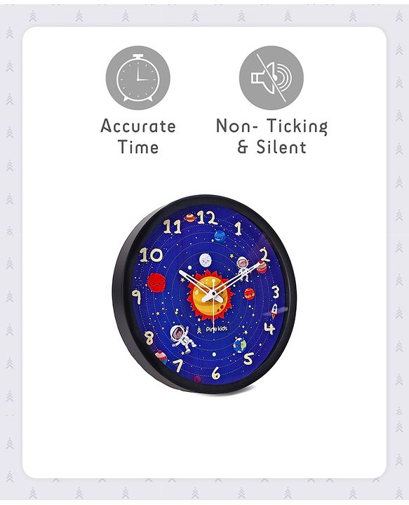 Pine Kids Solar Wall Clock - Blue & Black