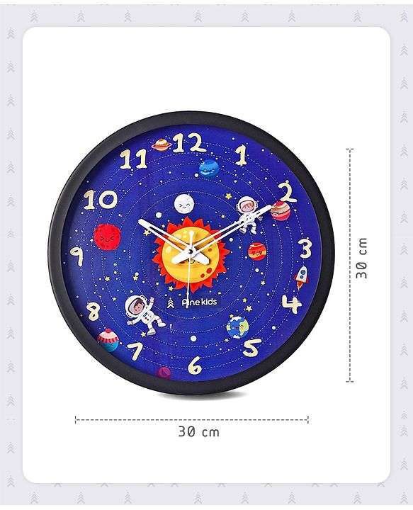 Pine Kids Solar Wall Clock - Blue & Black