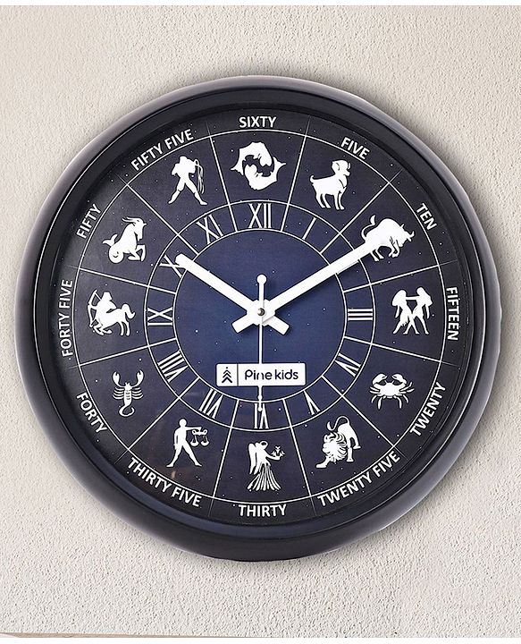 Pine Kids Zodiac Wall Clock - Blue & Black