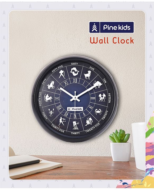 Pine Kids Zodiac Wall Clock - Blue & Black