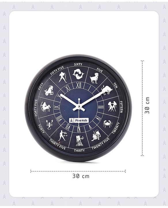 Pine Kids Zodiac Wall Clock - Blue & Black