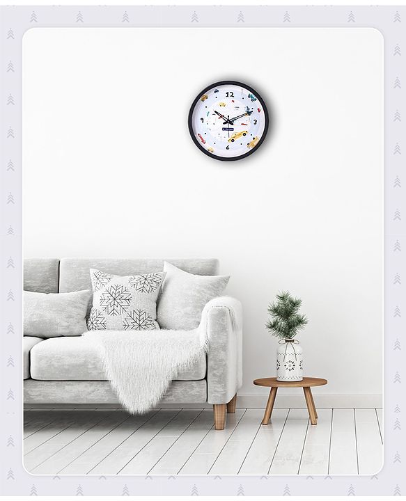 Pine Kids Transport Wall Clock - Light Blue & Black