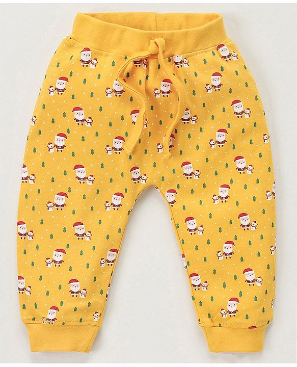 Babyhug Knit Full Length Santa Claus & Striped Diaper Pants Pack Of 3 - Multicolour