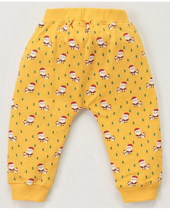 Babyhug Knit Full Length Santa Claus & Striped Diaper Pants Pack Of 3 - Multicolour