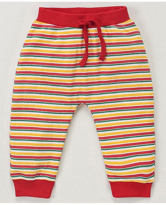 Babyhug Knit Full Length Santa Claus & Striped Diaper Pants Pack Of 3 - Multicolour