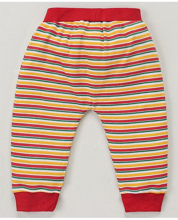 Babyhug Knit Full Length Santa Claus & Striped Diaper Pants Pack Of 3 - Multicolour