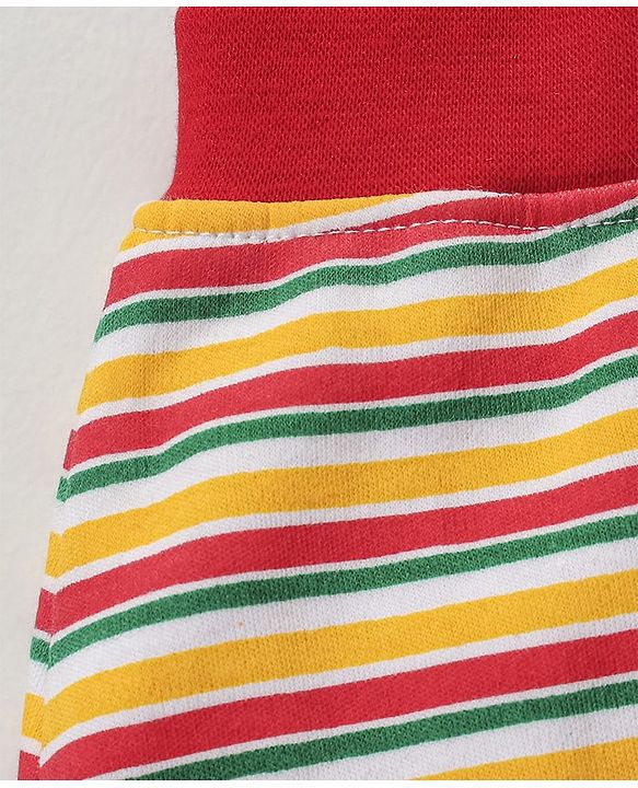 Babyhug Knit Full Length Santa Claus & Striped Diaper Pants Pack Of 3 - Multicolour