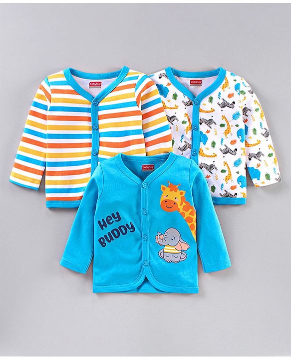 Babyhug Full Sleeves Vests Animal Print Pack of 3 - Multicolor