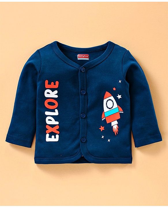 Babyhug Full Sleeves Vests Rocket Print Pack of 3 - Blue