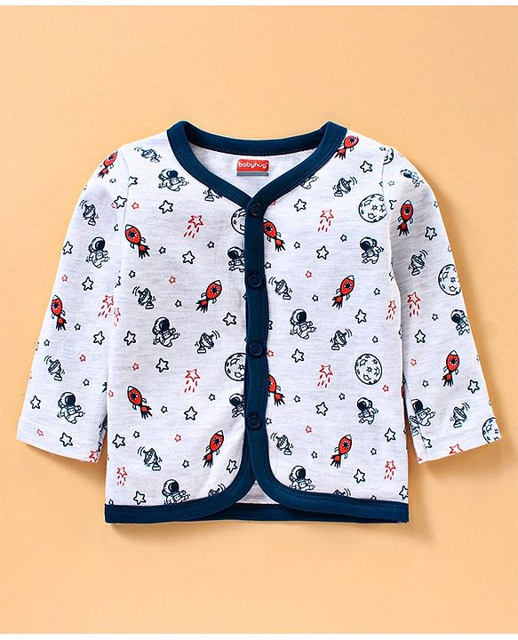 Babyhug Full Sleeves Vests Rocket Print Pack of 3 - Blue
