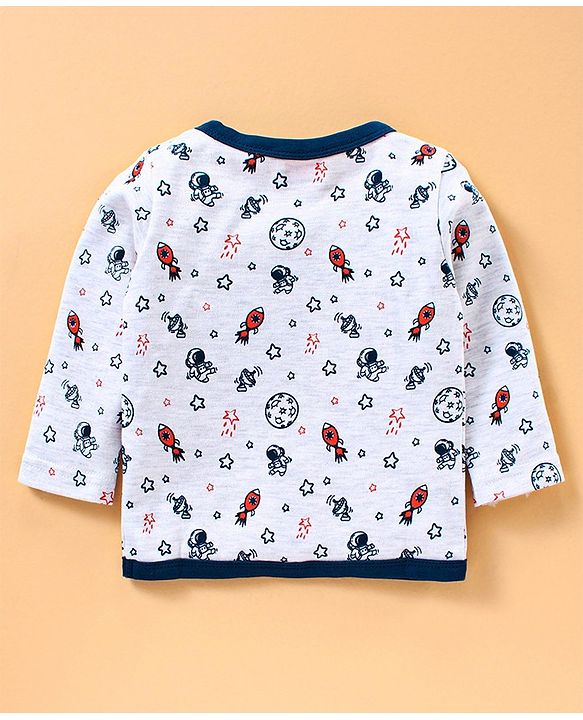 Babyhug Full Sleeves Vests Rocket Print Pack of 3 - Blue