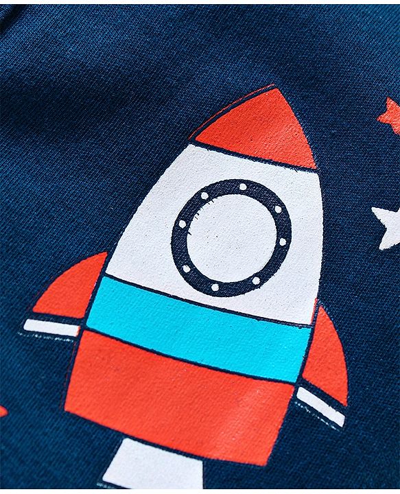 Babyhug Full Sleeves Vests Rocket Print Pack of 3 - Blue