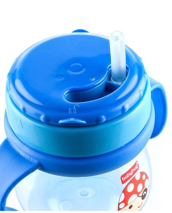 Babyhug Swipey Straw Sipper With Handle Pirate Print  Blue - 250 ml