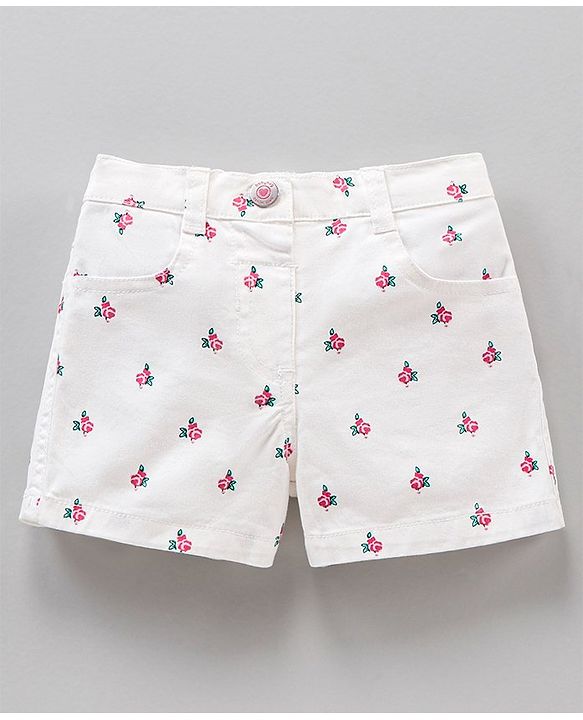 Babyhug Singlet Top & Shorts Floral Print - Pink White