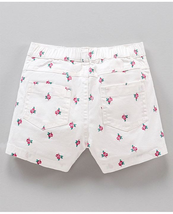 Babyhug Singlet Top & Shorts Floral Print - Pink White