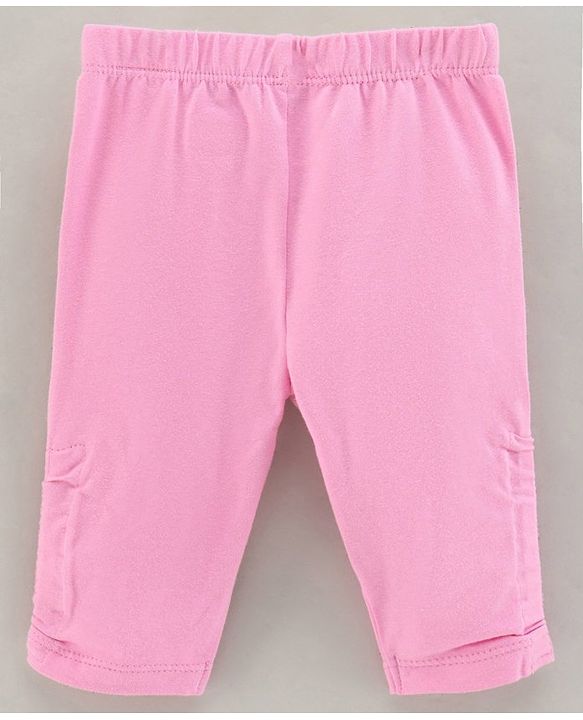 Babyhug Sleeveless Striped Top and Capris With Bow Applique - Pink