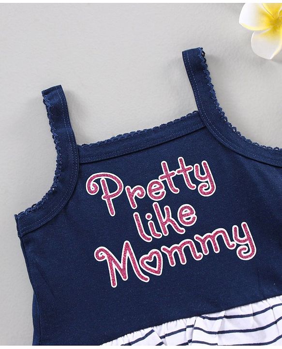 Babyhug Sleeveless Frock Style Onesie Text Print - Blue