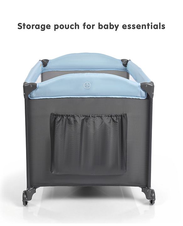 Babyhug Amaze Playpen cum Travel Cot with Mattress & Mosquito Net - Navy Blue| Easy Assembly| Compact Fold| Mesh Sides| Zipper Opening for Fun-play| Storage cum Carry Bag| Wheels with Lock