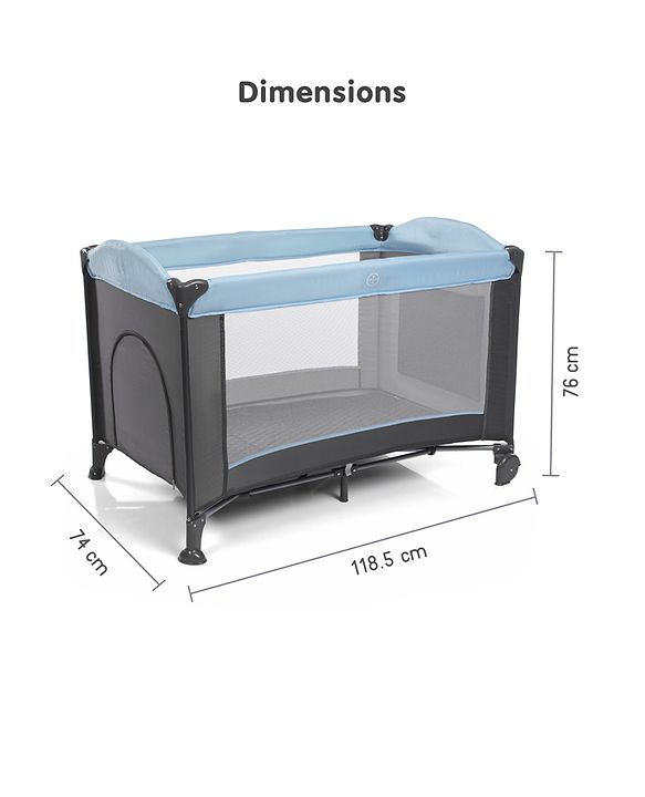 Babyhug Amaze Playpen cum Travel Cot with Mattress & Mosquito Net - Navy Blue| Easy Assembly| Compact Fold| Mesh Sides| Zipper Opening for Fun-play| Storage cum Carry Bag| Wheels with Lock