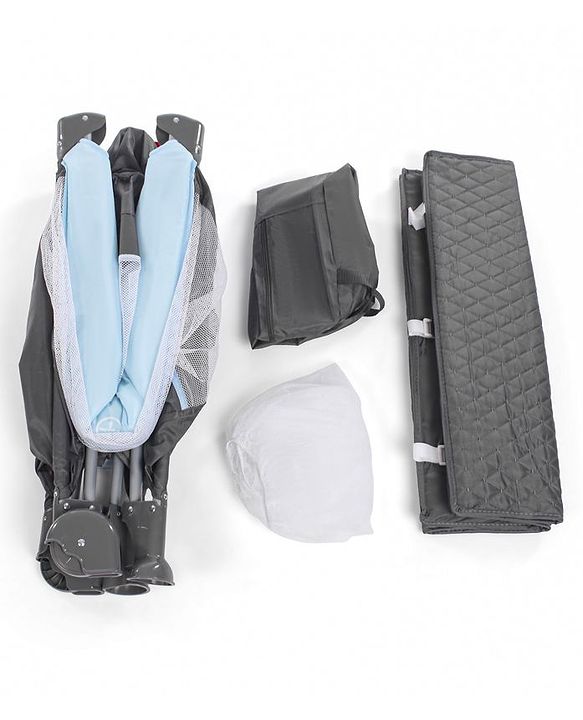 Babyhug Amaze Playpen cum Travel Cot with Mattress & Mosquito Net - Navy Blue| Easy Assembly| Compact Fold| Mesh Sides| Zipper Opening for Fun-play| Storage cum Carry Bag| Wheels with Lock