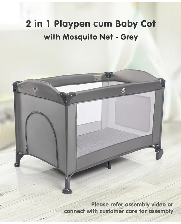 Babyhug Amaze Playpen cum Travel Cot With Mattress Mosquito Net Grey Online in India Buy at Best Price from FirstCry 10299923