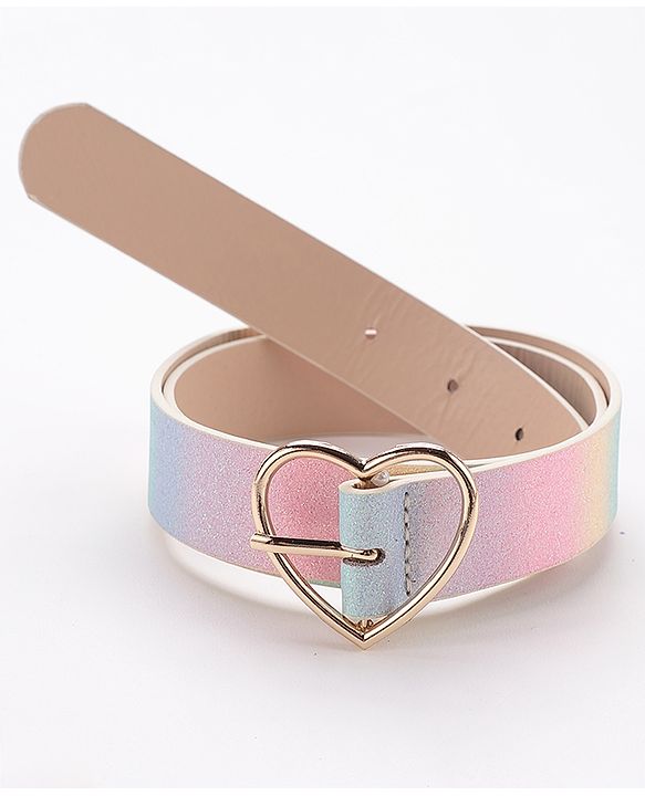 Pine Kids Belt With Heart Shaped Buckle Closure Free Size - Multicolor