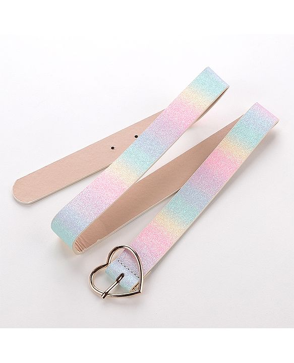 Pine Kids Belt With Heart Shaped Buckle Closure Free Size - Multicolor