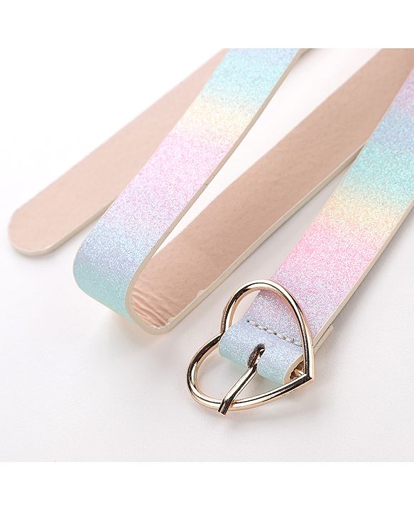 Pine Kids Belt With Heart Shaped Buckle Closure Free Size - Multicolor