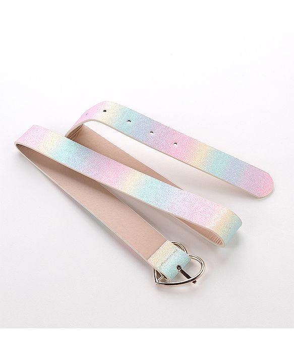 Pine Kids Belt With Heart Shaped Buckle Closure Free Size - Multicolor