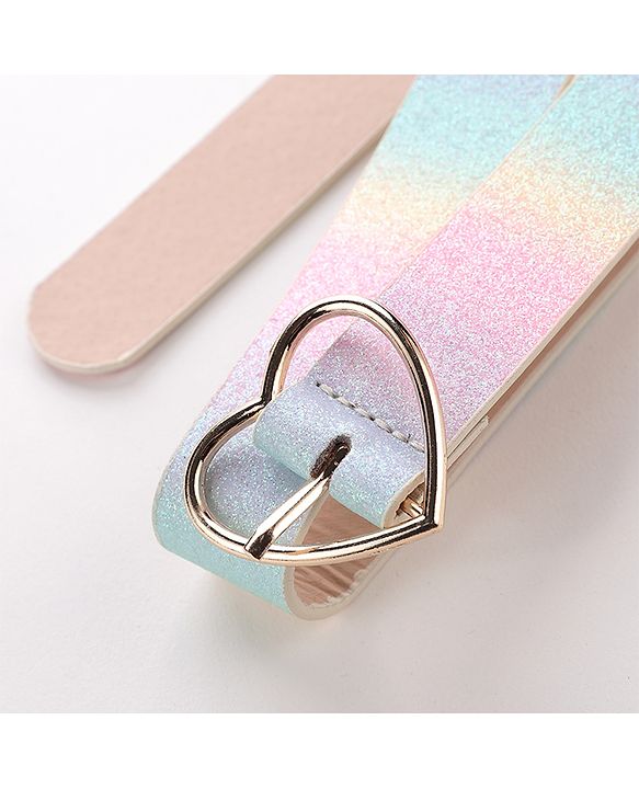 Pine Kids Belt With Heart Shaped Buckle Closure Free Size - Multicolor