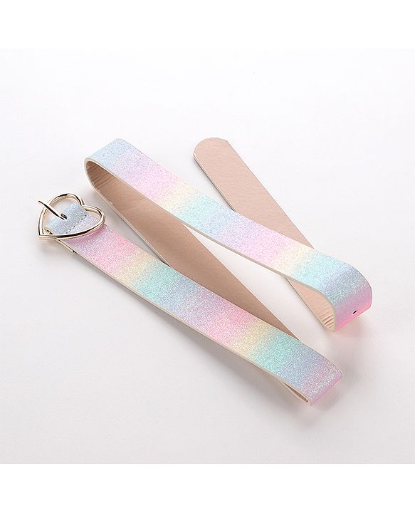 Pine Kids Belt With Heart Shaped Buckle Closure Free Size - Multicolor