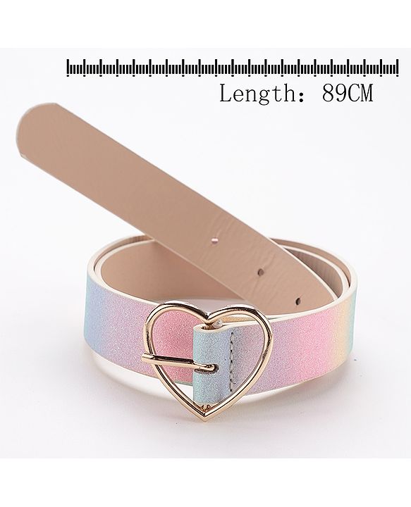 Pine Kids Belt With Heart Shaped Buckle Closure Free Size - Multicolor