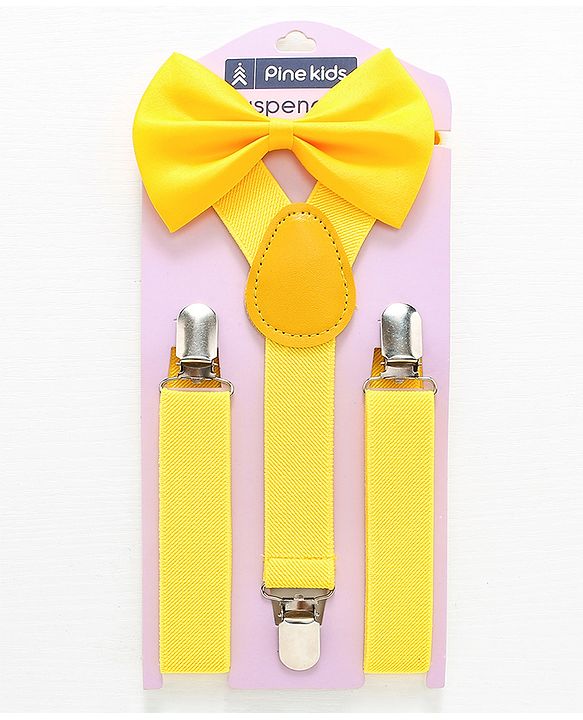 Pine Kids Bow and Suspender Set - Fluorescent Yellow