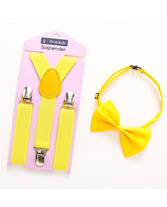 Pine Kids Bow and Suspender Set - Fluorescent Yellow