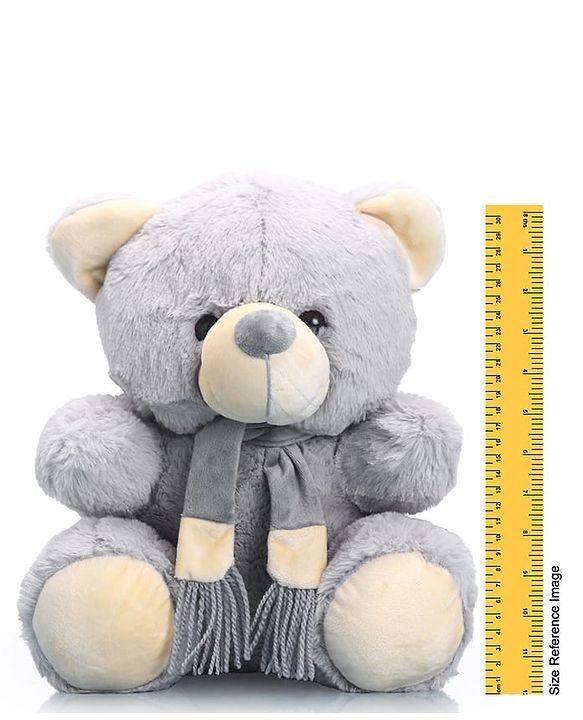 Babyhug Plush Teddy Bear Soft Toy with Muffler for Kids|Huggable Stuffed Bear|Enhances Imagination & Emotional Growth|Perfect for Snuggles, Playtime & Gifting|BIS Certified|Height-40 cm|Grey