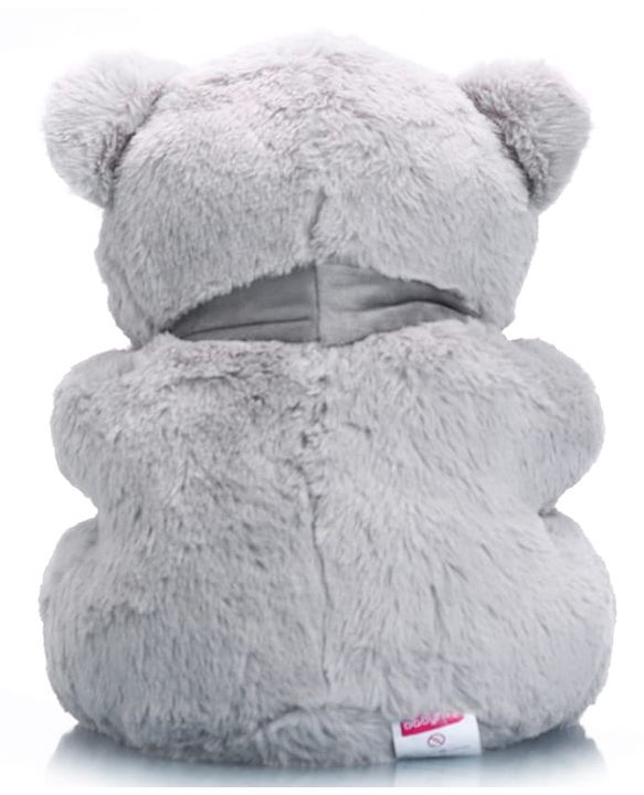 Babyhug Plush Teddy Bear Soft Toy with Muffler for Kids|Huggable Stuffed Bear|Enhances Imagination & Emotional Growth|Perfect for Snuggles, Playtime & Gifting|BIS Certified|Height-40 cm|Grey