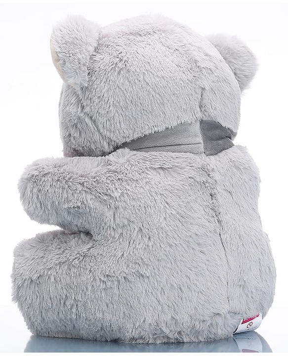 Babyhug Plush Teddy Bear Soft Toy with Muffler for Kids|Huggable Stuffed Bear|Enhances Imagination & Emotional Growth|Perfect for Snuggles, Playtime & Gifting|BIS Certified|Height-40 cm|Grey